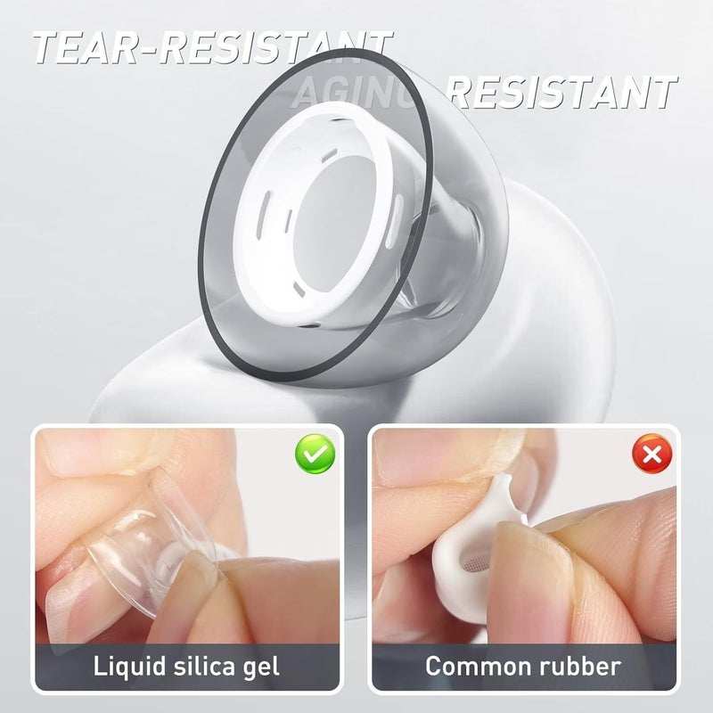 Vsagier 4 Pairs Clear Replacement Ear Tips for AirPods Pro 1&2 Replacement Ear Tips - Liquid Silicone Ultra-Soft & Cleaner Pen, Noise Reduction Holes & Built-in Dust Guard Screen (XS/S/M/L) - Image 4